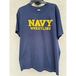 Navy Midshipmen Shirt Mens Large Blue NCAA Wrestling Gildan Tee T-Shirt